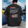 Books Saying JOMO Joy Of Missing Out For Bookworms Men's Back Print T-Shirt
