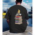 Bookworm Cockatiel Bird Reading Books Drinking Coffee Lover Men's Back Print T-Shirt Bookworm Cockatiel Bird Reading Books Drinking Coffee Lover Men's Back Print T-Shirt