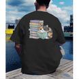 Cat On Books Pets Cats Reading Book Nerd Read Reader Bookcat Men's Back Print T-Shirt Cat On Books Pets Cats Reading Book Nerd Read Reader Bookcat Men's Back Print T-Shirt