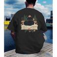 Cat On Open Book Mushrooms Ferns Dark Academia Men's Back Print T-Shirt Cat On Open Book Mushrooms Ferns Dark Academia Men's Back Print T-Shirt