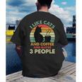 Cats Coffee & 3 People Tee Cute Font Introvert Humor Men's Back Print T-Shirt