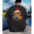 Chicken Reading a Book Farm Animal Chick Men's Back Print T-Shirt