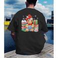 Christmas Gingerbread Man Reading Book Snowflake Teacher Men's Back Print T-Shirt