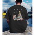 Christmas A Penguin Reading Book Snowflake Cocoa Hot Teacher Men's Back Print T-Shirt Christmas A Penguin Reading Book Snowflake Cocoa Hot Teacher Men's Back Print T-Shirt