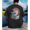 Cool Hedgehog Book Nerd Readers Men's Back Print T-Shirt Cool Hedgehog Book Nerd Readers Men's Back Print T-Shirt