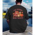 Cozy Readers Book Society Teacher Reading Floral Pumpkin Tee Men's Back Print T-Shirt