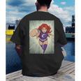 The Crimson Crescent 90s Retro Comic Book Superheroine Art Men's Back Print T-Shirt