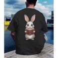 Cute Bookworm Bunny Reading For Kids And Teachers Men's Back Print T-Shirt