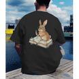 Cute Bunny Reading Book Glasses Bookworm Men's Back Print T-Shirt Cute Bunny Reading Book Glasses Bookworm Men's Back Print T-Shirt