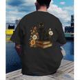 Cute Cat Book Flowers Men's Back Print T-Shirt