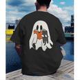 Cute Ghost Cat Reading Book Spooky Season Halloween Costume Men's Back Print T-Shirt