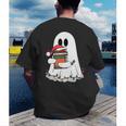 Cute Ghost Holding Books Bookish Christmas Men's Back Print T-Shirt