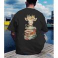 Cute Giraffe With Book Floral Bookworm Librarian Book Lover Men's Back Print T-Shirt Cute Giraffe With Book Floral Bookworm Librarian Book Lover Men's Back Print T-Shirt