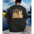Cute Kawaii Cat Books Flowers Men's Back Print T-Shirt