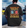 Cute Librarian Library Book Lover Keeper Of Endless Stories Men's Back Print T-Shirt