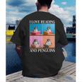 Cute Penguin Reading Book School Librarian Teacher Student Men's Back Print T-Shirt