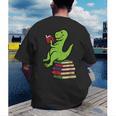 Dino Reading Read Reading Librarian Book Men Boys Kids Men's Back Print T-Shirt
