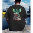 Dragon Reading Books Fantasy Lovers Mythical Creatures Men's Back Print T-Shirt