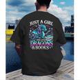 Dragon Reading Just A Girl Who Loves Dragons And Books Men's Back Print T-Shirt Dragon Reading Just A Girl Who Loves Dragons And Books Men's Back Print T-Shirt
