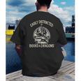 Easily Distracted By Books And Dragons Book Dragon Lover Men's Back Print T-Shirt