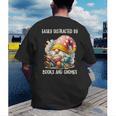 Easily Distracted By Books And Gnomes Book Reading Gnome Men's Back Print T-Shirt