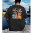Easily Distracted By Cats And Books Book & Cat Lover Men's Back Print T-Shirt