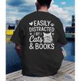 Easily Distracted By Cats And Books Reading Apparel Men's Back Print T-Shirt