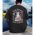 Easily Distracted By Cats And Books Reading Men's Back Print T-Shirt Easily Distracted By Cats And Books Reading Men's Back Print T-Shirt
