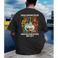 Easily Distracted By Dragons Books Cats Fantasy Book Lover Men's Back Print T-Shirt Easily Distracted By Dragons Books Cats Fantasy Book Lover Men's Back Print T-Shirt