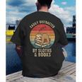 Easily Distracted By Sloths And Books Men's Back Print T-Shirt