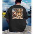 Fox Reads By Fireplace In Cabin Rustic Book Cozy Cup Tea Men's Back Print T-Shirt Fox Reads By Fireplace In Cabin Rustic Book Cozy Cup Tea Men's Back Print T-Shirt