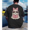 Ghost Reading Book Halloween Cat Lover Men's Back Print T-Shirt
