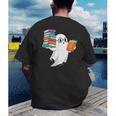 Ghost Reading Books Halloween Library Men's Back Print T-Shirt