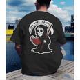 Grim Reaper Bookworm Cute Book Reading Halloween Men's Back Print T-Shirt Grim Reaper Bookworm Cute Book Reading Halloween Men's Back Print T-Shirt