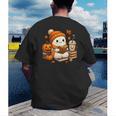 Halloween Ghost Reading Book Lovers Coffee Girl Women Men's Back Print T-Shirt