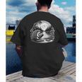 Hedgehog Reading Book Full Moon Lake Scenery Men's Back Print T-Shirt