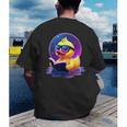Humor Rubber Duck Reading Book Men's Back Print T-Shirt