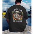 Leave Me Alone Skeleton Reading Book Floral Moon Librarian Men's Back Print T-Shirt
