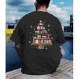 Library Books Christmas Tree Teacher Xmas Snowflake Men's Back Print T-Shirt