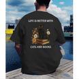 Life Is Better With Cats And Books Cute Cat Lover For Men Women Kids Men's Back Print T-Shirt Life Is Better With Cats And Books Cute Cat Lover For Men Women Kids Men's Back Print T-Shirt