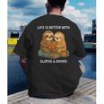 Life Is Better With Sloths And Books Cute Sloth Lover Men's Back Print T-Shirt