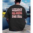 Literacy And Justice For All Book Lover Men's Back Print T-Shirt