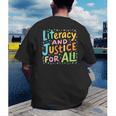 Literacy And Justice For All Protect Banned Books Library Men's Back Print T-Shirt Literacy And Justice For All Protect Banned Books Library Men's Back Print T-Shirt