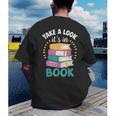 Take a Look It's In a Book Teacher Reading Apparel Men's Back Print T-Shirt