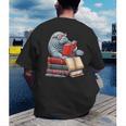 Manatee Reading Books Matching Bookworm Readers Librarian Men's Back Print T-Shirt Manatee Reading Books Matching Bookworm Readers Librarian Men's Back Print T-Shirt
