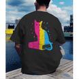 Pansexual Pride Celestial Cat Sitting Book LGBTQ Pan Colors Men Women Men's Back Print T-Shirt