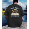 Plot Twist I'm Pregnant Literary Pregnancy Announcement Book Men's Back Print T-Shirt