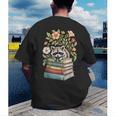 Raccoon Books Reading Flowers Men's Back Print T-Shirt Raccoon Books Reading Flowers Men's Back Print T-Shirt