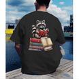 Raccoon Reading Books Matching Bookworm Readers Librarian Men's Back Print T-Shirt Raccoon Reading Books Matching Bookworm Readers Librarian Men's Back Print T-Shirt
