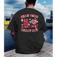 Read Your Heart Out Valentine Teacher Book Lover Men's Back Print T-Shirt Read Your Heart Out Valentine Teacher Book Lover Men's Back Print T-Shirt